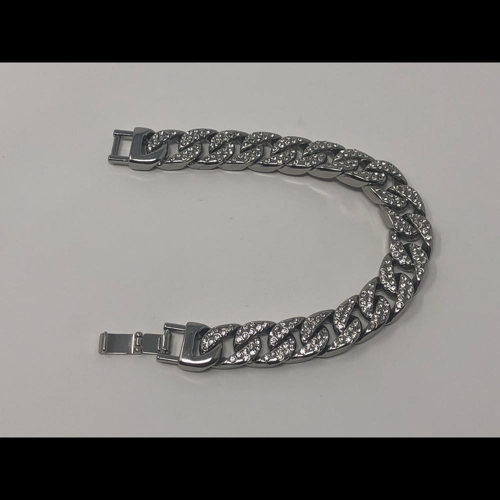 Silver miami cuban link bracelet 8inch, 14mm